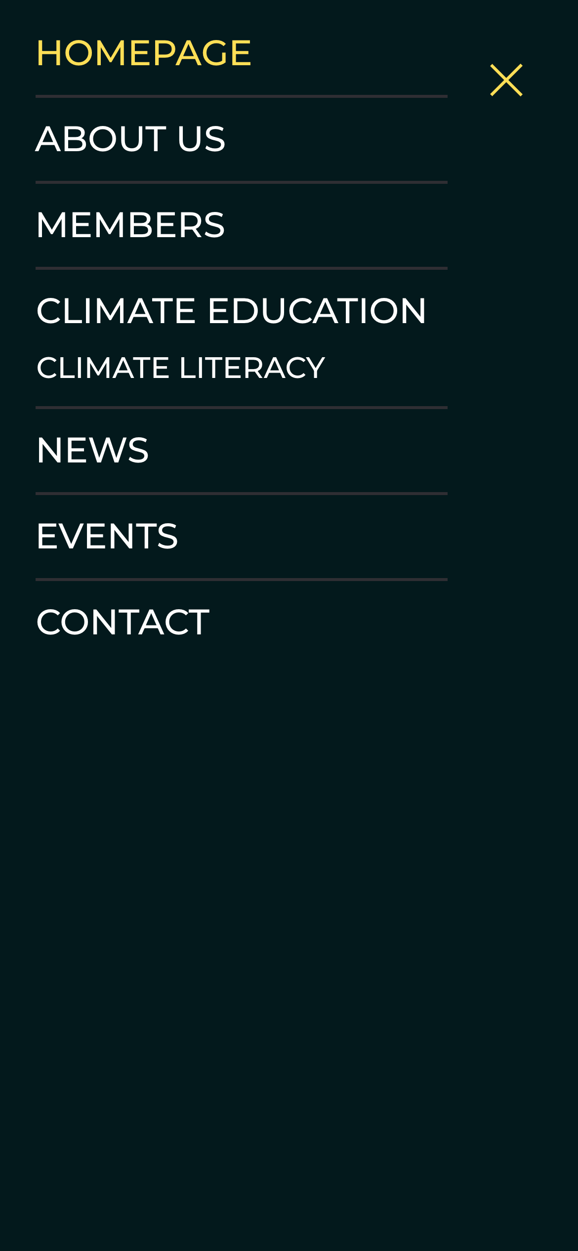Showing the mobile navigation on the new IUCA website