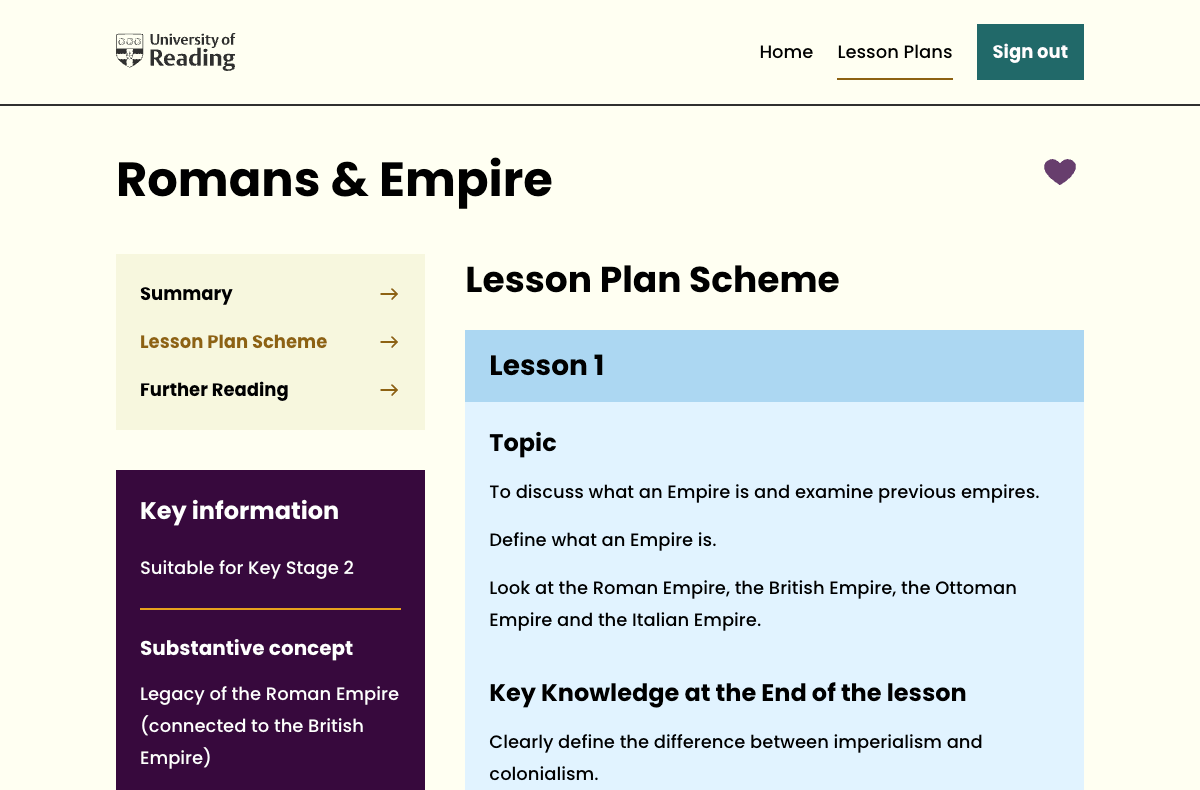 Lesson plan scheme page