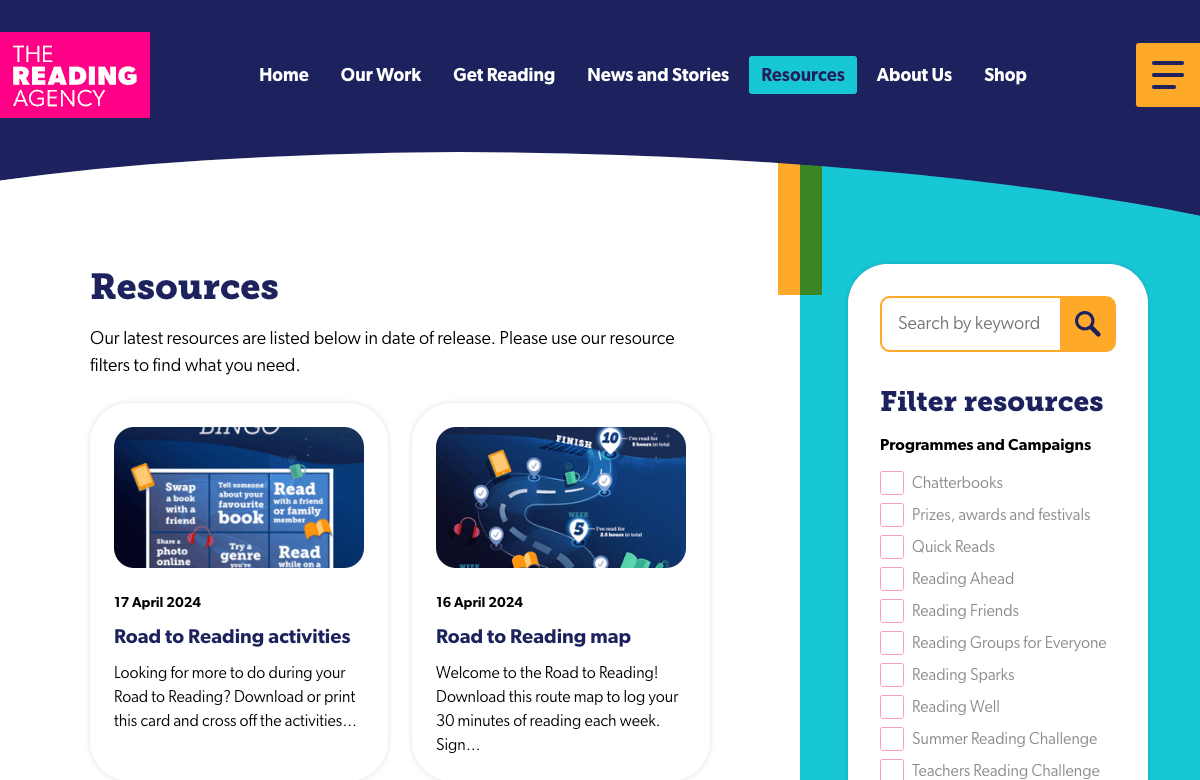 Example 4 of The Reading Agency website