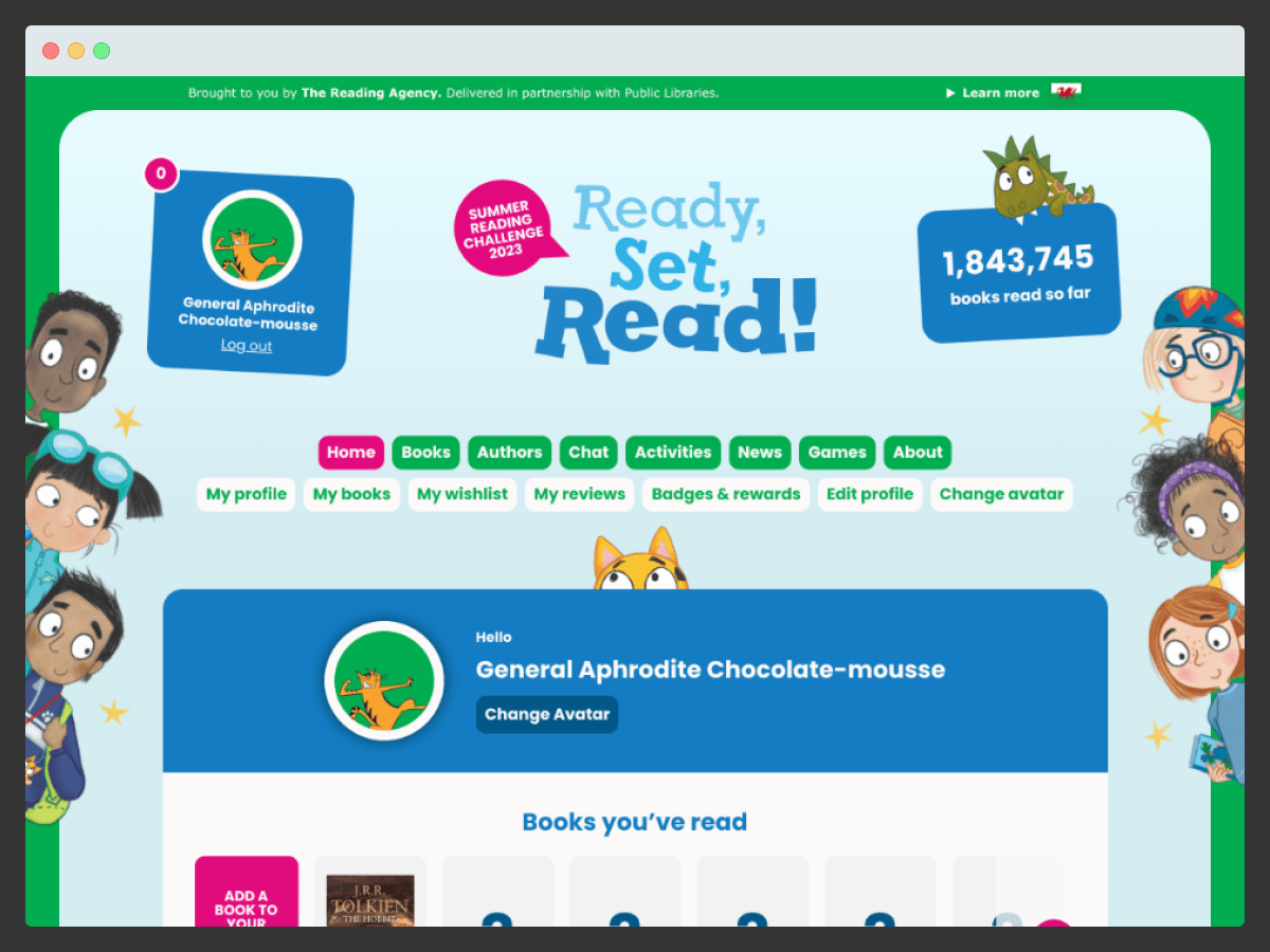 Example 3 of Summer Reading Challenge 2023 website