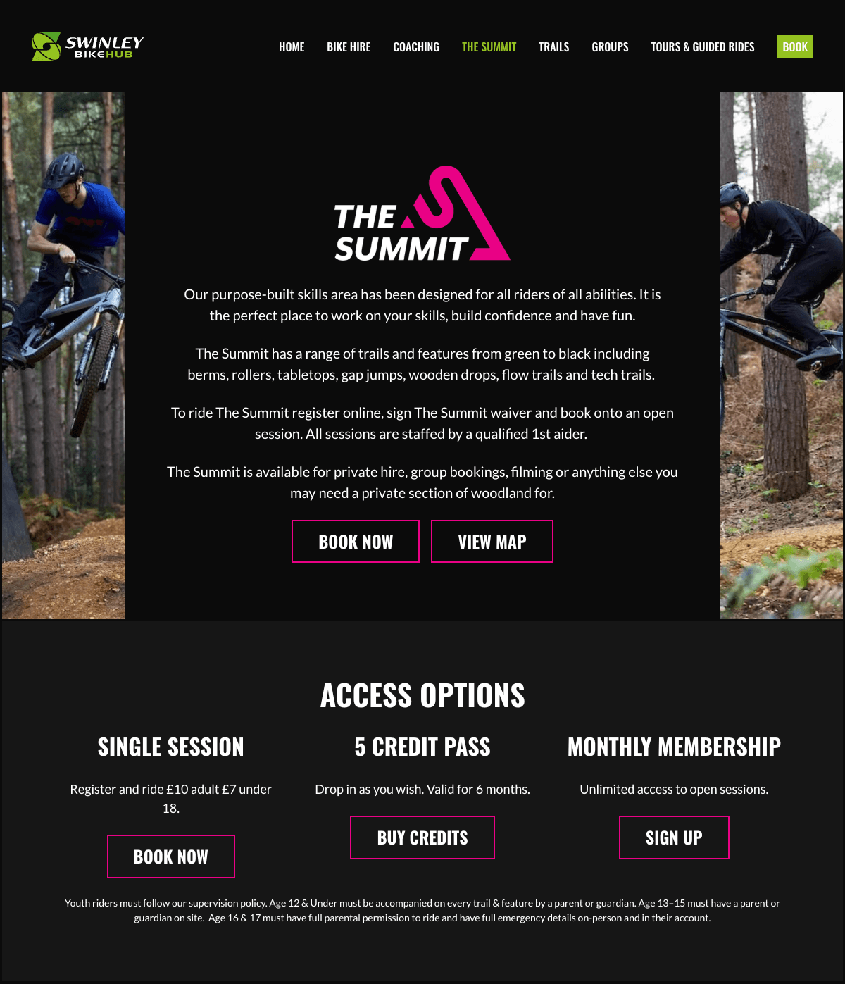 Example 3 of Swinley Bike Hub website