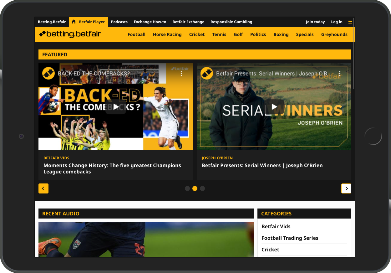 Screenshot of the homepage